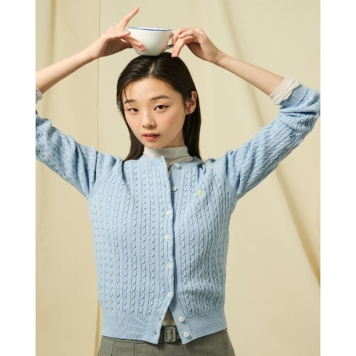 빈폴레이디스 여성 코튼 슬림 케이블 라운드넥 카디건_BF515AE04Q_이미지