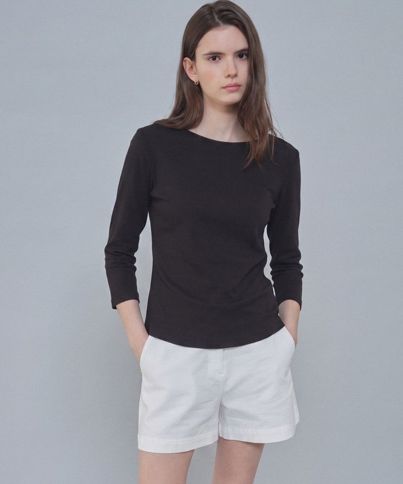 틸아이다이 16일 배송 LAYER BOAT NECK TEE TIFA04LT18_Black_이미지