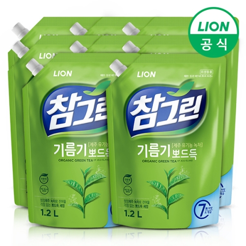 참그린 기름기 뽀드득 레몬녹차 리필 1.2L (8개)_이미지