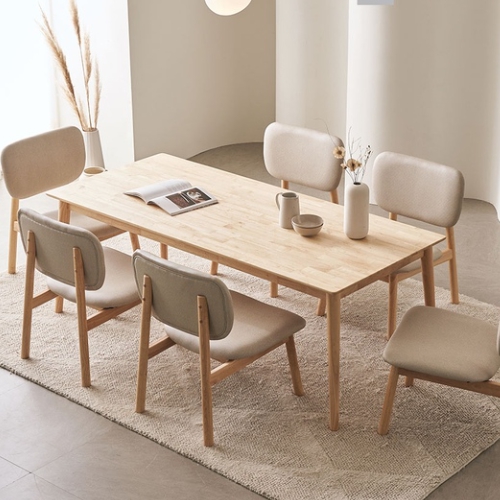 장인가구 칸토르모노 패밀리 원목 낮은 식탁 1800 (의자3개+벤치1개)