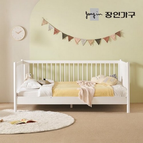 장인가구 뉴피터 데이베드 오픈형 원목 침대 SS+범퍼가드 (텐셀포켓폼)_이미지