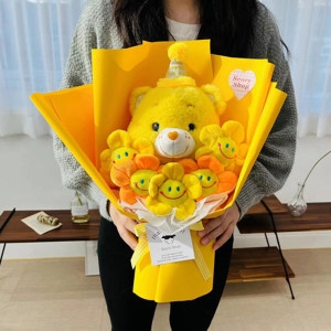  케어베어 인형 꽃다발 옐로우