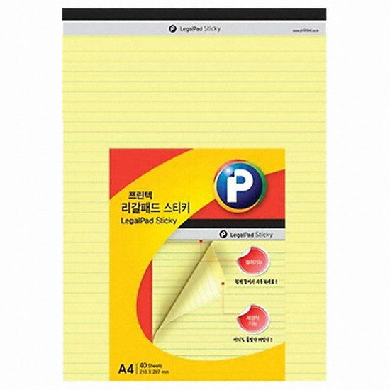 프린텍 리갈패드 노트 노랑 40매 LP210Y_이미지