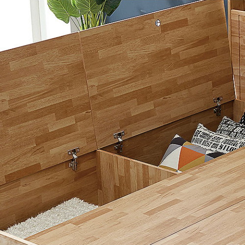 동서가구 네오 덴바 고무나무 원목 수납헤드 서랍형 LED침대 Q (독립스프링)_이미지