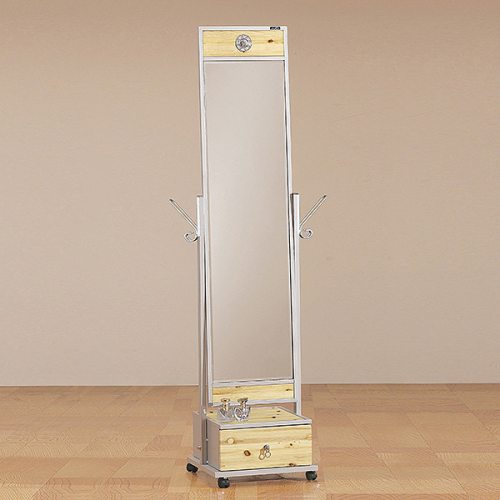 코스미코 원목 거울 이동식 슬림 행거