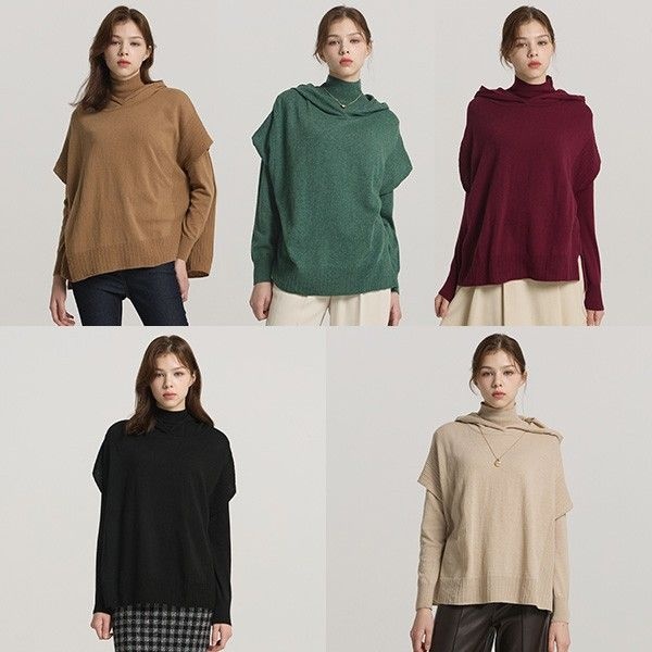 리베레츠 세이블울후드판쵸니트2종세트 1114883_이미지