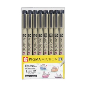 사쿠라 피그마 마이크론 01 8본 8색 세트