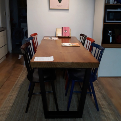 옐로우라이트  우드슬랩 통원목 다이닝 식탁 2400 (의자별도)