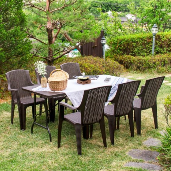 위드퍼니처 아르망 브로몰딩 접이식 야외 테이블 1800 (모니카의자6개)_이미지