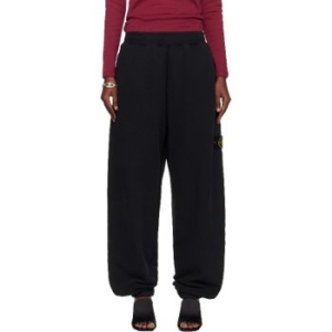 스톤아일랜드 블랙 6200004 브러쉬드 오가닉 코튼 플리스 팬츠 252828F086001