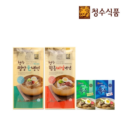 청수식품 청수 평양 물냉면 360g + 함흥 비빔냉면 360g + 육수 300g x 2개_이미지