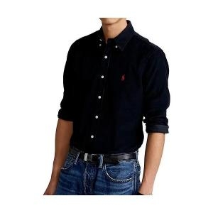 폴로랄프로렌 NWT 폴로 랄프 로렌 솔리드 블랙 코튼 코듀로이 셔츠 남성 XL 레드 니 로고 88292118396