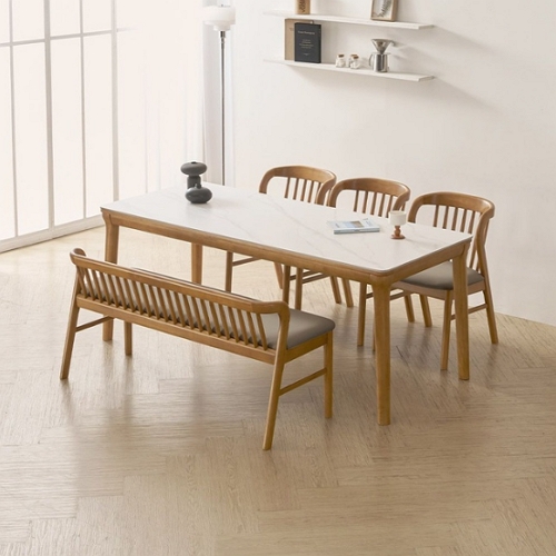 라로퍼니처 허브 포세린 통세라믹 식탁 1900 (의자3개+벤치1개)