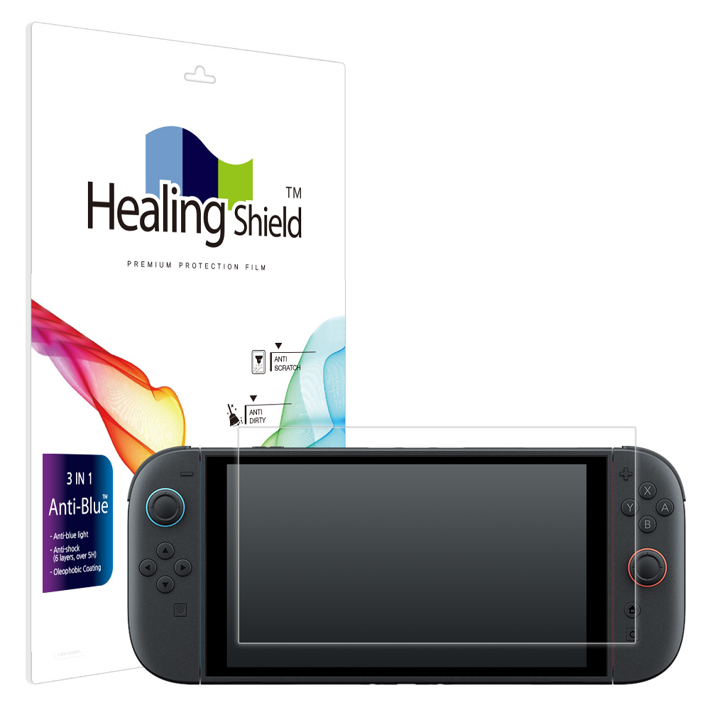 폰트리 힐링쉴드 닌텐도 스위치2 블루라이트 차단 액정보호필름 (2매)