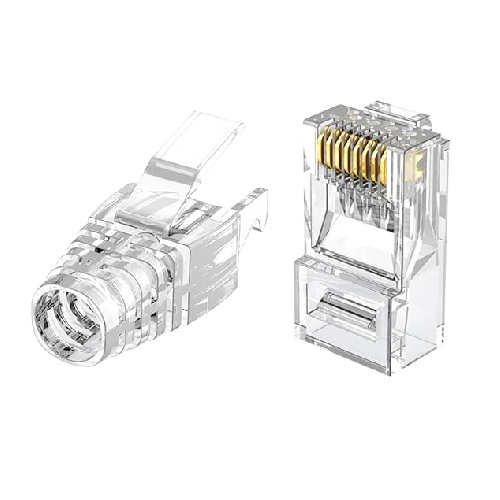 라인업시스템 LANStar LS-6UTPL-EZ-TR CAT.6 UTP 관통형 EZ 커넥터 + 락부트 세트 [100개]