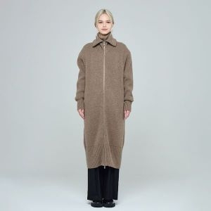 유닛 캐시미어 긴기장 집업 제라늄 코트 UFKKCO46AC-L/BROWN_이미지
