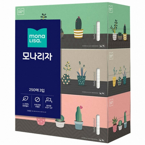 모나리자 미용티슈 250매 (3입) (4팩(12입))_이미지