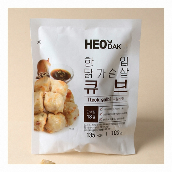 허닭 한입 닭가슴살 큐브 떡갈비맛 100g (20개)_이미지