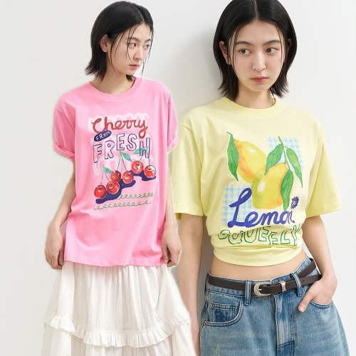 WOMAN 후르츠 루즈핏 반팔티 PINK CHERRY / WBE2L01537