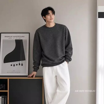 남성 심플 무지 라운드넥 맨투맨 DJJ-<b>3000M</b>