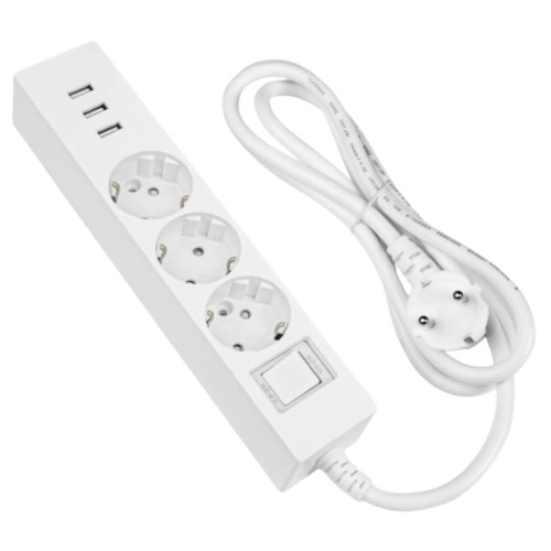 3구 16A USB 메인스위치 멀티탭