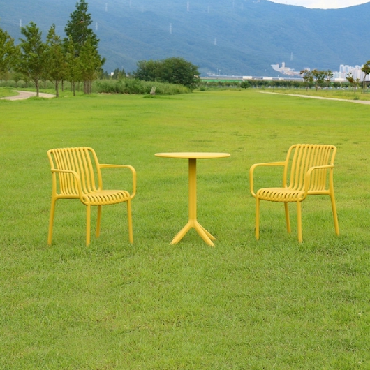 하늘창가구 팰리암 코나 라운드 야외 테이블 600 (의자2개)_이미지