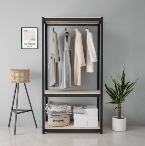 홈던트하우스 조립식 철제 3단 시스템 행거 1000x400 (행거봉 1개, 높이 150cm)_이미지