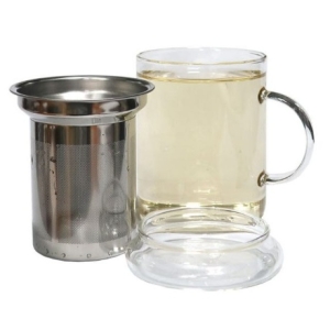 유리 머그컵 녹차 필터 거름망 찻잔 물잔 400ml
