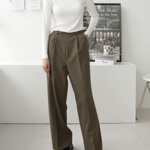 세븐제이스 여자 고동색바지 일자 가을 스판슬랙스 팬츠 10749593