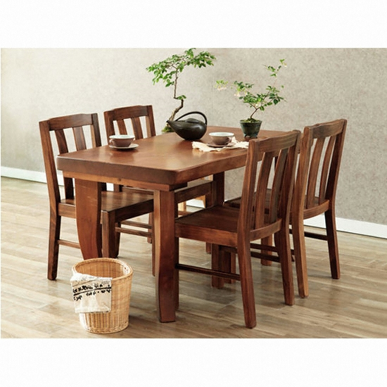 해찬솔원목이야기 통원목 비담 식탁 1350 (등받이의자4개)_이미지