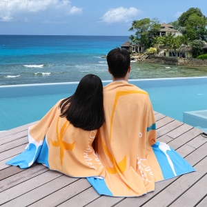 코멧 똑딱이 비치타월 대형 + 특대형 세트 오션 1세트_이미지