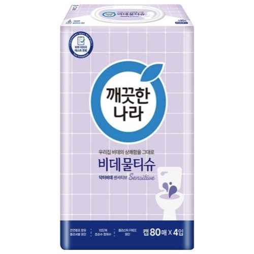 깨끗한나라 닥터비데 센서티브 화장실용 비데물티슈 캡형 80매 (12팩)
