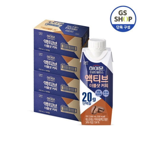 일동후디스 하이뮨 프로틴 밸런스 액티브 더블샷 커피 제로 250ml (72개)_이미지