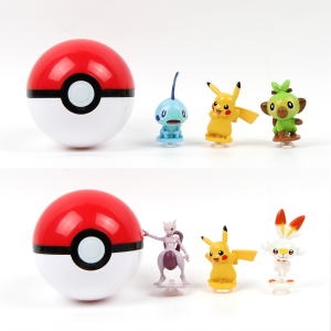 포켓몬스터 몬스터볼 피카츄 뮤츠 흥나숭 큐방 캐릭터피규어 6개세트_이미지