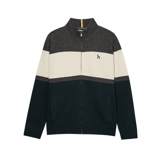 헤지스 컬러블록 울혼방 집업가디건 WHSW3D331G2