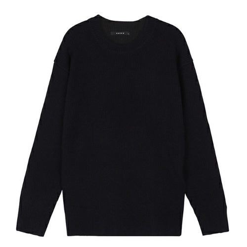 앤듀 울 혼방 세미오버핏 세로조직 니트 O194KT040P