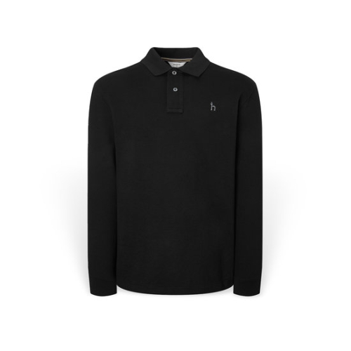 헤지스 남성 블랙 긴팔 피케 폴로 셔츠_HZTS5D431BK_이미지