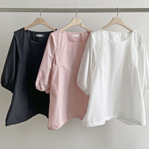 아이우먼 빅사이즈절개블라우스 Q987L505 플라스트링7부블라우스 SM