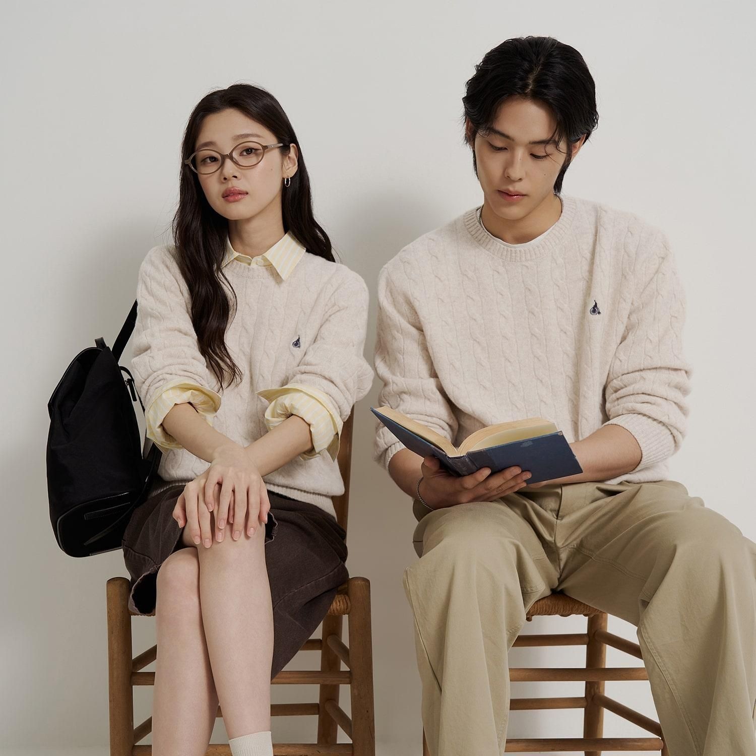  빈폴 남성 케이블 라운드 니트 아이보리 BC6851E050