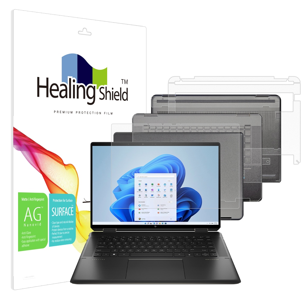 폰트리 힐링쉴드 HP 스펙터 x360 16-f2015TX 저반사 지문방지 (액정보호필름 + 외부보호필름 3종 세트)_이미지