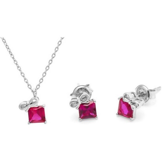 비앤비골드 14K 리본 선물상자 루비 주얼리세트 귀걸이+목걸이 NPS29467_이미지