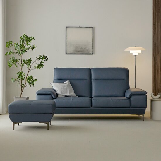 웰퍼니쳐 파에톤 버팔로 천연통가죽 소파 3인용 (스툴포함)