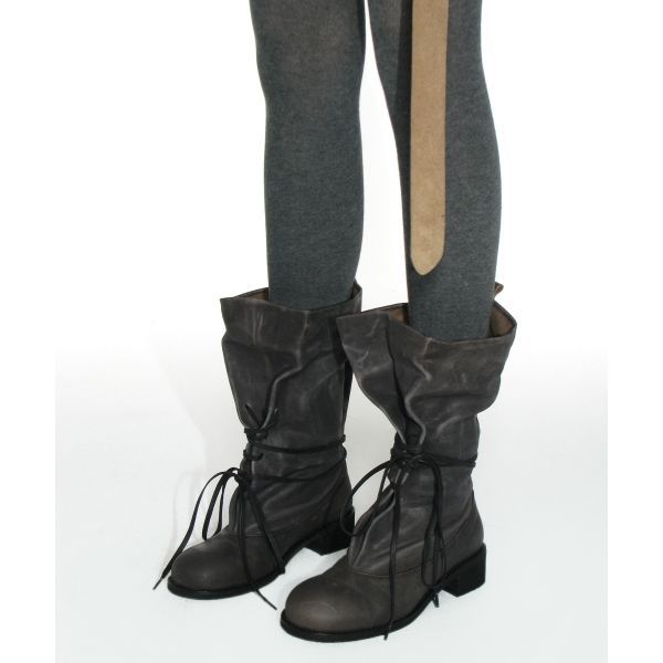 파르티멘토 ltgt PARTIMENTO WOMEN 러프 레이스업 슬라우치 부츠_블랙 PW25WS-01BK 885833