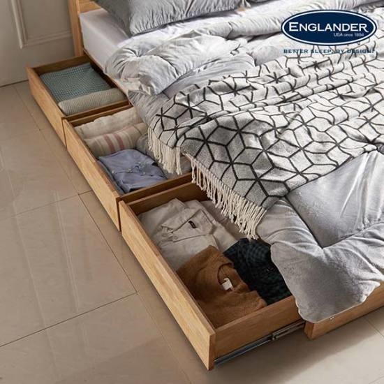 잉글랜더 클림트 슬라이딩 원목 수납 LED침대 SS (매트별도)_이미지