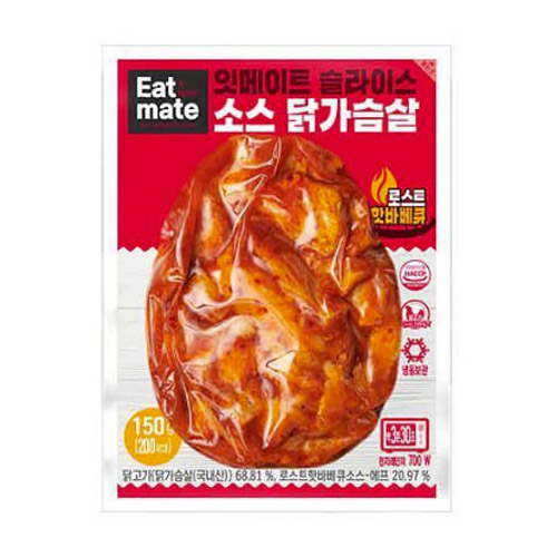 홈델리 잇메이트 슬라이스 소스 닭가슴살 로스트핫바베큐 150g