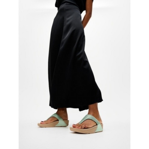 핏플랍 여성 루루 크리스탈 장식 토 포스트 샌들 메탈릭 프로스티드 세이지 FT64K2T15M