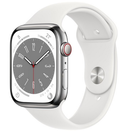 APPLE 워치 시리즈8 41mm Cellular 실버 스테인리스 스틸 (스포츠밴드)