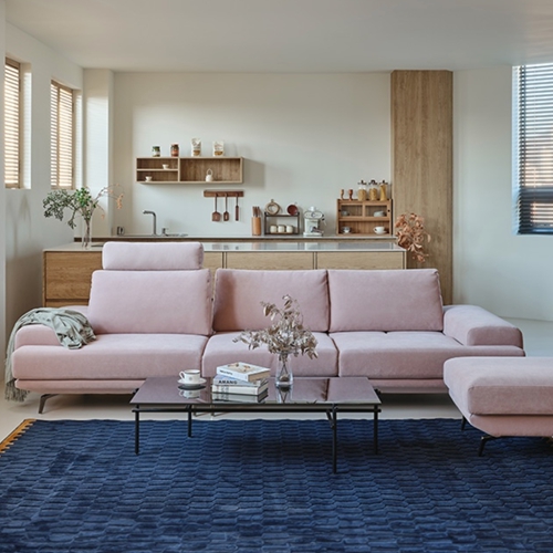 에싸 오거스 컴팩트 스윙기능 리브 패브릭 소파 4인용 (스툴별도)