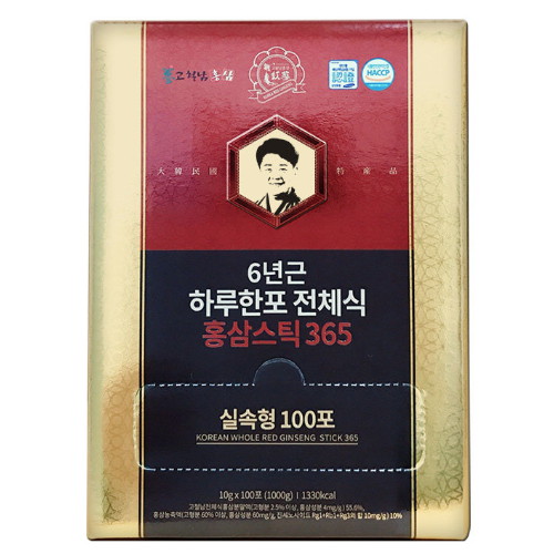 고철남홍삼 6년근 하루한포 전체식 홍삼스틱 365 10g 100포 (1개)