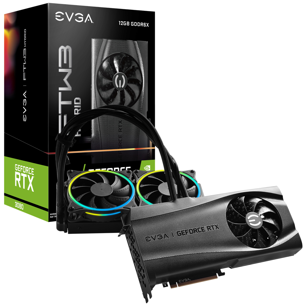 EVGA ������ RTX 3080 FTW3 ULTRA HYBRID GAMING D6X 12GB LHR